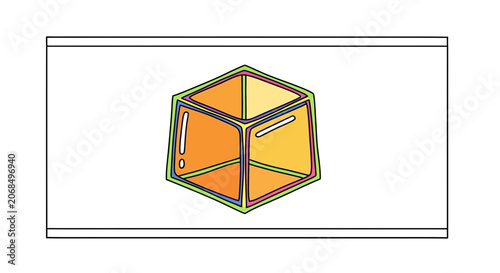 Abstract Geometric Cube with Gradient Colors and Outline