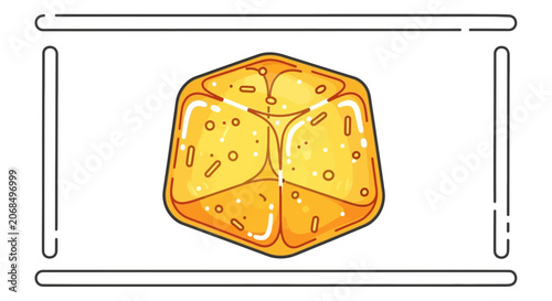 Abstract Geometric Food Shape with Sprinkles, Yellow, Isolated