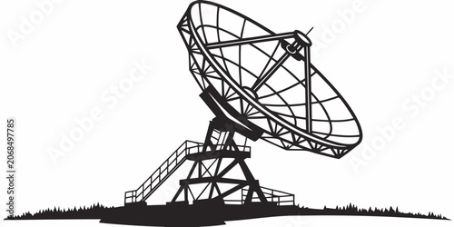 Tableau sur toile Satellite dish communication antenna graphic with satellite communication techno