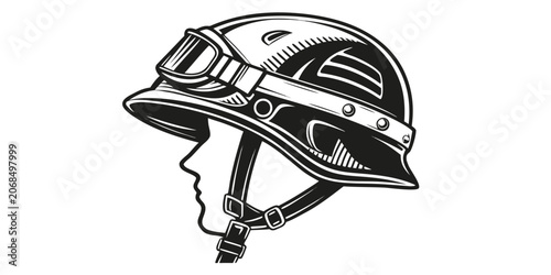 Profile of a worker wearing a hard hat with goggles for safety industrial protection construction professional engineer equipment protective silhouette illustration technician operator