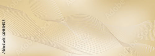 Luxurious gold wave pattern with flowing lines on cream background creates elegant premium design for cosmetic branding, certificates, and celebration banners with soft shimmer.