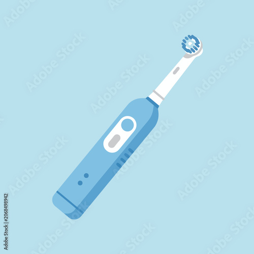 Obraz na plátne A modern blue electric toothbrush isolated on a light background