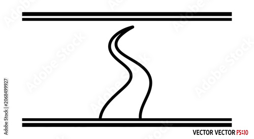 Abstract Winding Road Through Narrow Passage, Minimalist Black and White Vector Art
