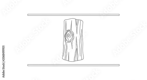 Abstract Wooden Texture Log Icon, Minimalist Design, Isolated on White Background