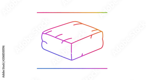 Abstract geometric shape with rainbow gradient, minimalist design, clean background