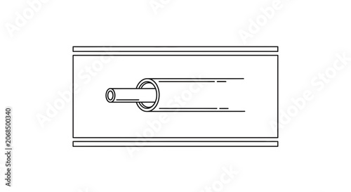 Abstract illustration of a tube inside another tube, minimalist design, clean lines, industrial concept