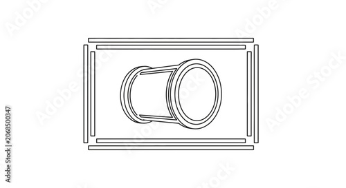 Abstract Industrial Pipe Fitting with Flange and Flared Ends, Technical Drawing Style