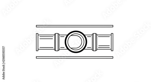 Abstract Industrial Pipe Connection with Circular Element