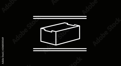 Abstract Line Art Icon of a Brick in a Minimalist Design on Black Background