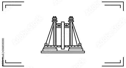 Abstract Line Art Illustration of a Futuristic Bridge Structure