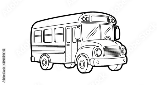 Classic school bus line art for coloring activity