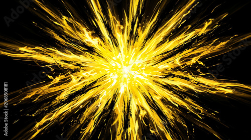 Vibrant Golden Explosion of Light and Energy on a Dark Background