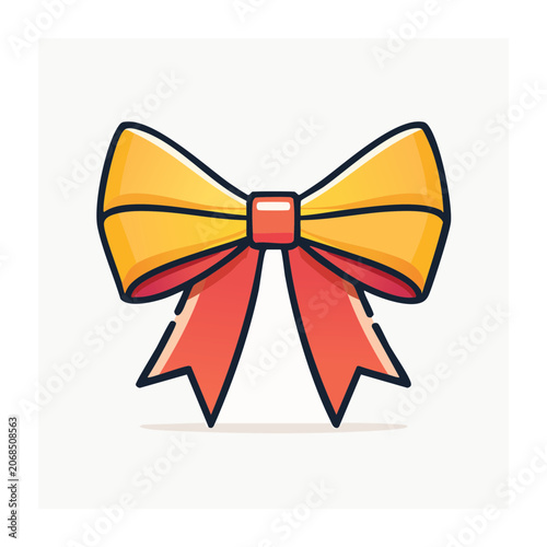 Yellow and red ribbon bow icon