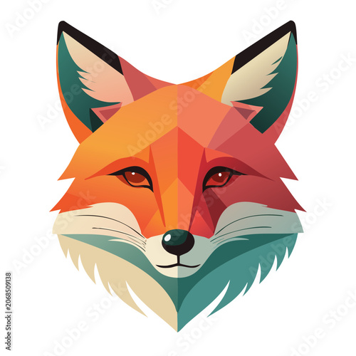 Low poly fox face vector illustration