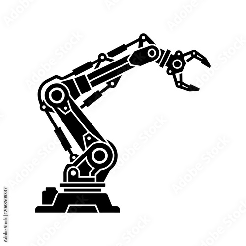Industrial Robotic Arm Icon Representing Automation and Mechanical Engineering with a Functional Gripper for Manufacturing Systems
