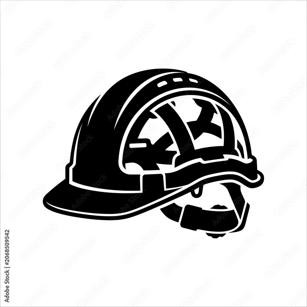 Fototapeta premium Professional Hard Hat and Safety Helmet Icon for Construction and Industrial Projects, Featuring Essential Protective Gear and Head Safety Design