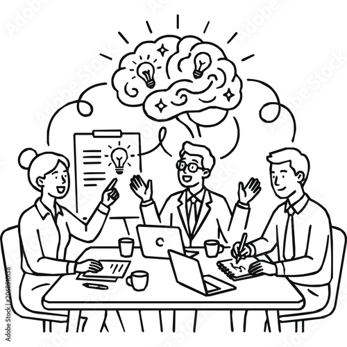 Collaboration - Business brainstorming session with a professional team generating a creative idea to improve teamwork and visual creativity during