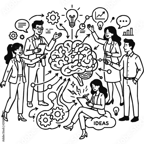 Innovation - Professional Business Team Collaboration during a Brainstorming Session for Creative Idea Generation and Strategic Planning