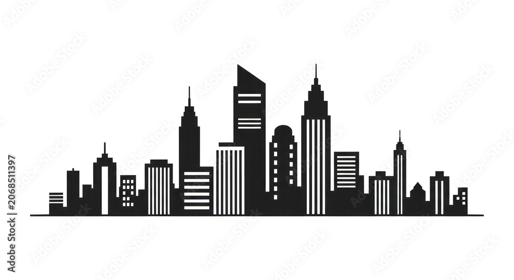 Obraz premium City skyline with tall buildings.