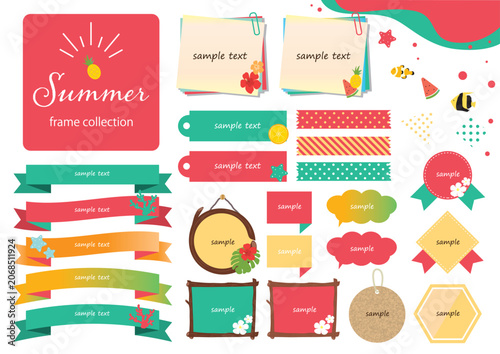 Coral Summer Labels and Ribbons Collection