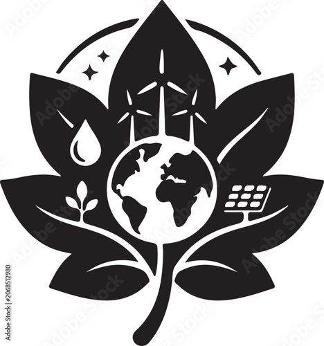 Eco leaf silhouette icon