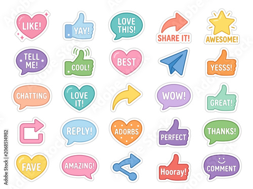 Canvastavla Colorful social media stickers 2.