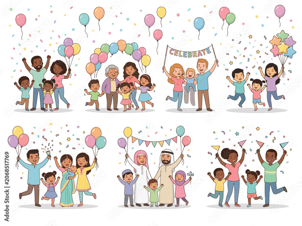 Fototapeta premium Diverse People Celebrating Birthday.