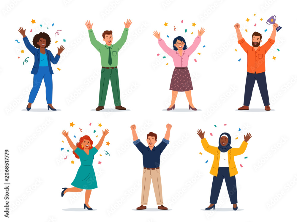 Fototapeta premium Diverse people celebrating together.
