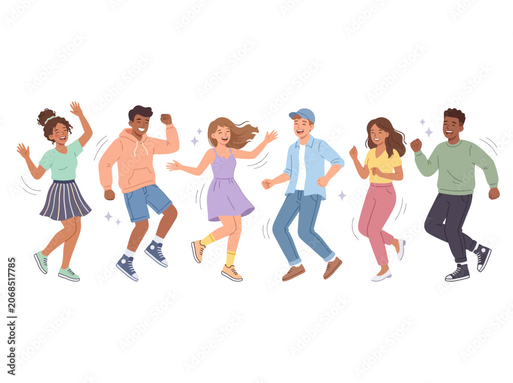 Obraz premium Diverse people dancing together.