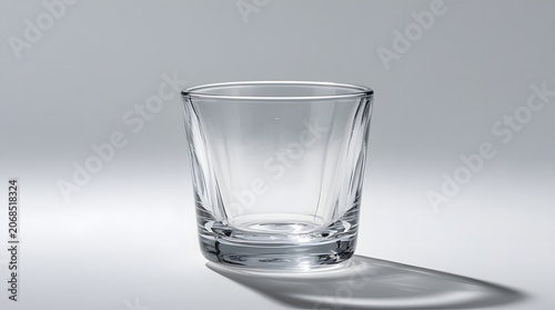 Empty Whiskey Glass: A clear, empty whiskey glass sits on a surface, casting a distinct shadow, ready to be filled with a fine spirit.
