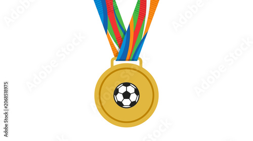 Gold winner medal soccer emblem