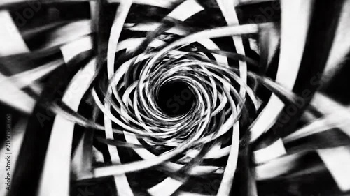 Abstract white light swirls forming a spiral on black background