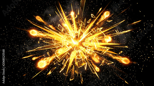 Exploding Supernova of Golden Light and Cosmic Debris