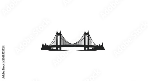 Suspension bridge silhouette cityscape.
