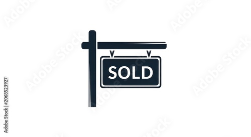 Sold real estate sign icon graphic.
