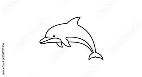 Black and white dolphin illustration.