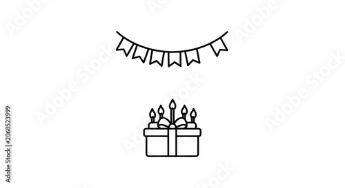 Birthday celebration decorations and gifts.