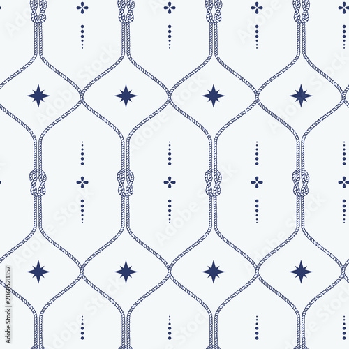 Sophisticated nautical seamless pattern featuring rope latticework