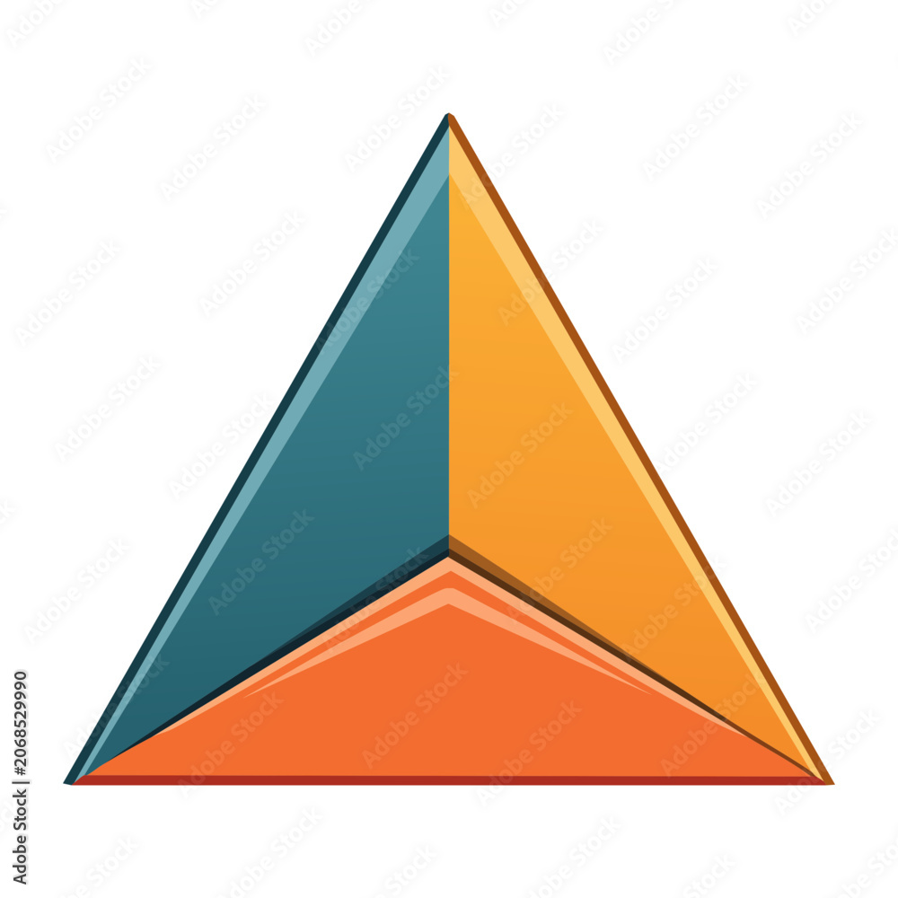 Fototapeta premium Abstract geometric triangle with blue and orange sections