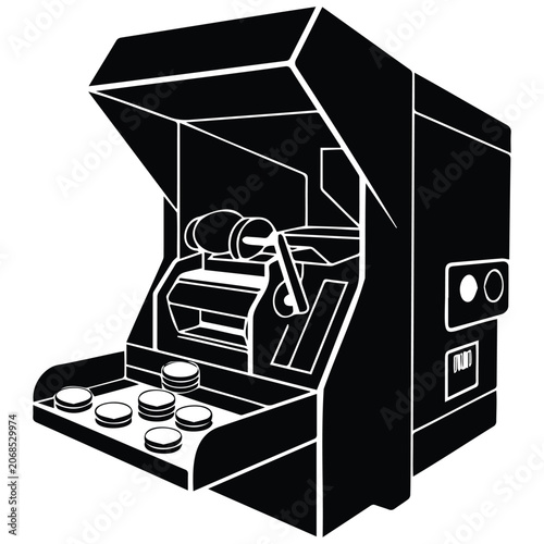 Εκτύπωση καμβά Electronic coin counter machine sorting money silhouette illustration
