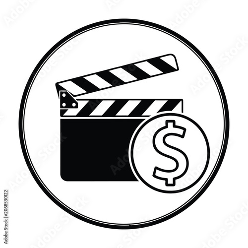 Movie Clapperboard with Dollar Sign Icon for Film Industry Financial Investment and Production