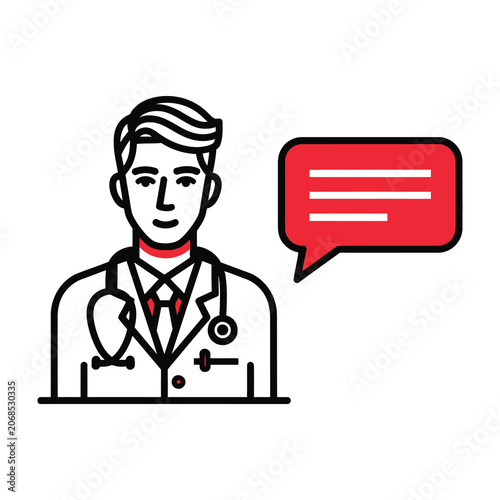 doctor speaking with speech bubble