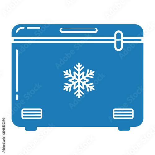 Blue portable cooler with snowflake design