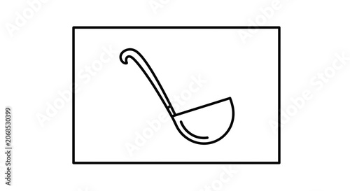 Simple Line Art Icon of a Soup Ladle on White Background