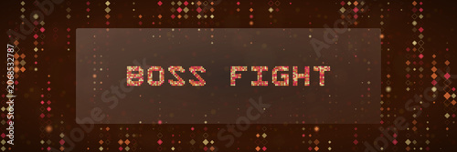 Φωτογραφία Retro Pixel Art Boss Fight Text Banner for Gaming UI and Digital Arcade Backgrou