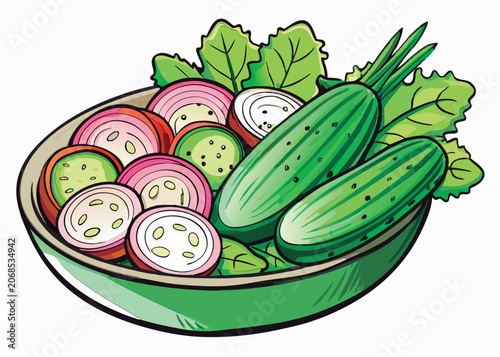Colorful vegetable salad in a bowl.