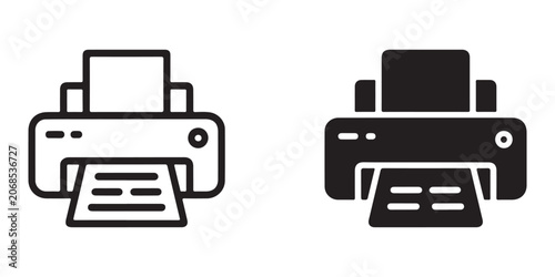 Cuadro en lienzo Printer devices icons set featuring office printing hardware and document output equipment flat vector