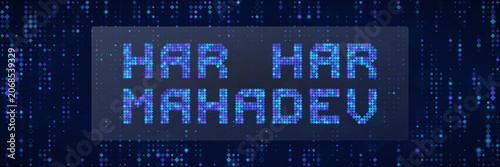 Quadro su tela Har Har Mahadev Digital Pixel Art Typography Design for Spiritual Hindu Festival
