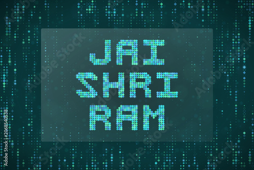 Canvas Print Jai Shri Ram Digital Pixel Art Typography Design for Hindu Festival Celebration