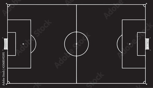 Foto Soccer field markings define the pitch area.